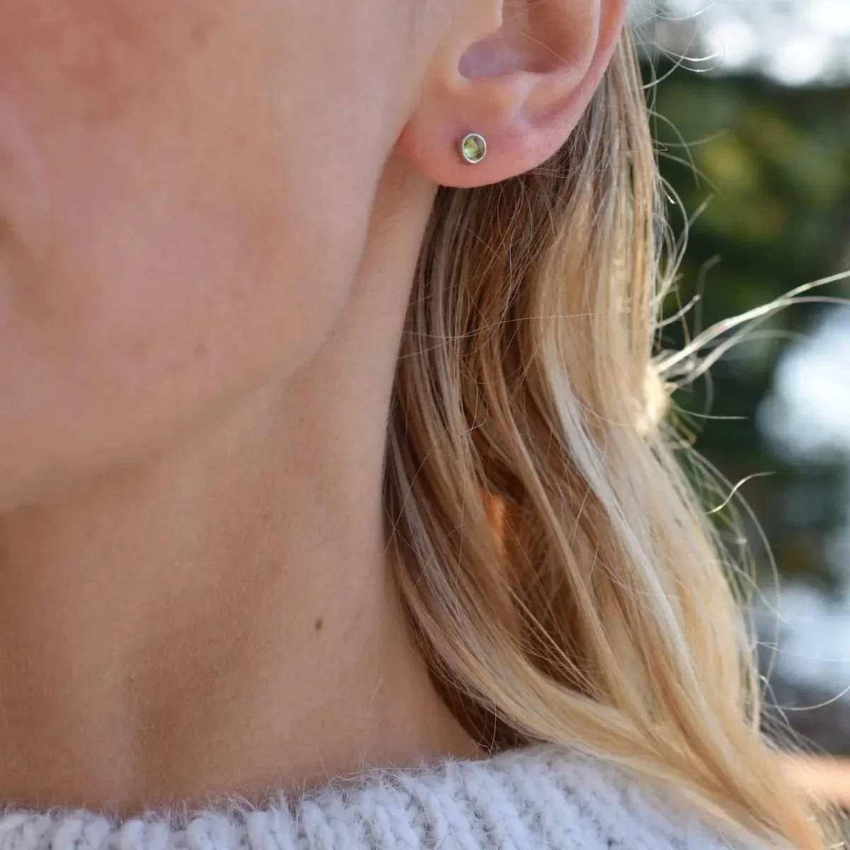 Petite Peridot Stud Earrings in 14k Gold (August)