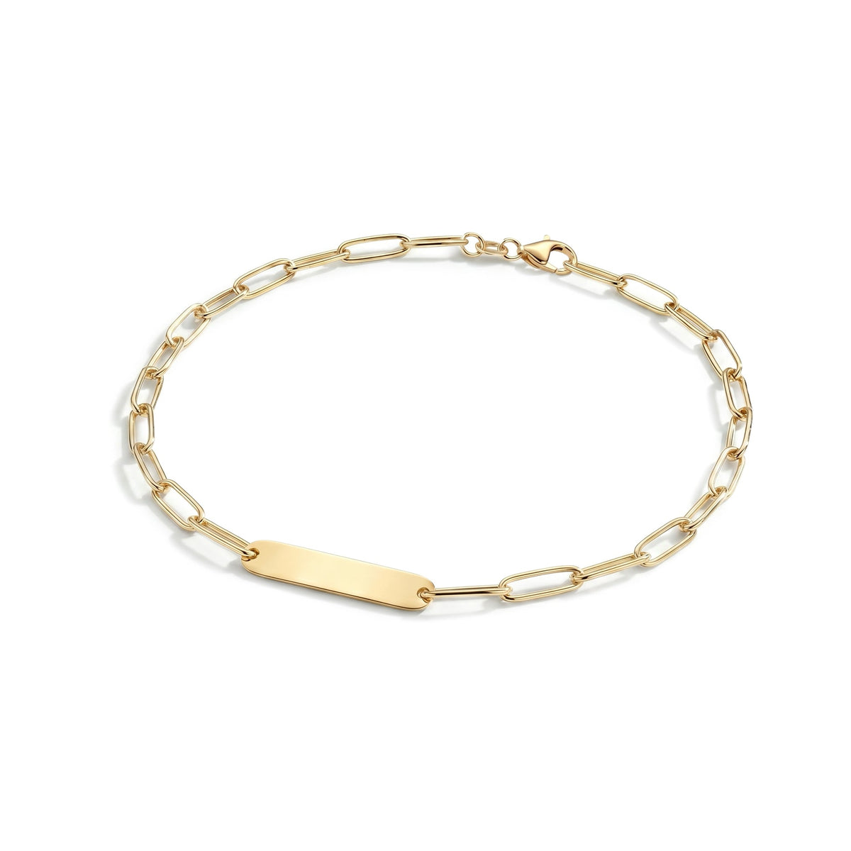 Large 1 Nameplate Bracelet on Adelaide in 14k Gold