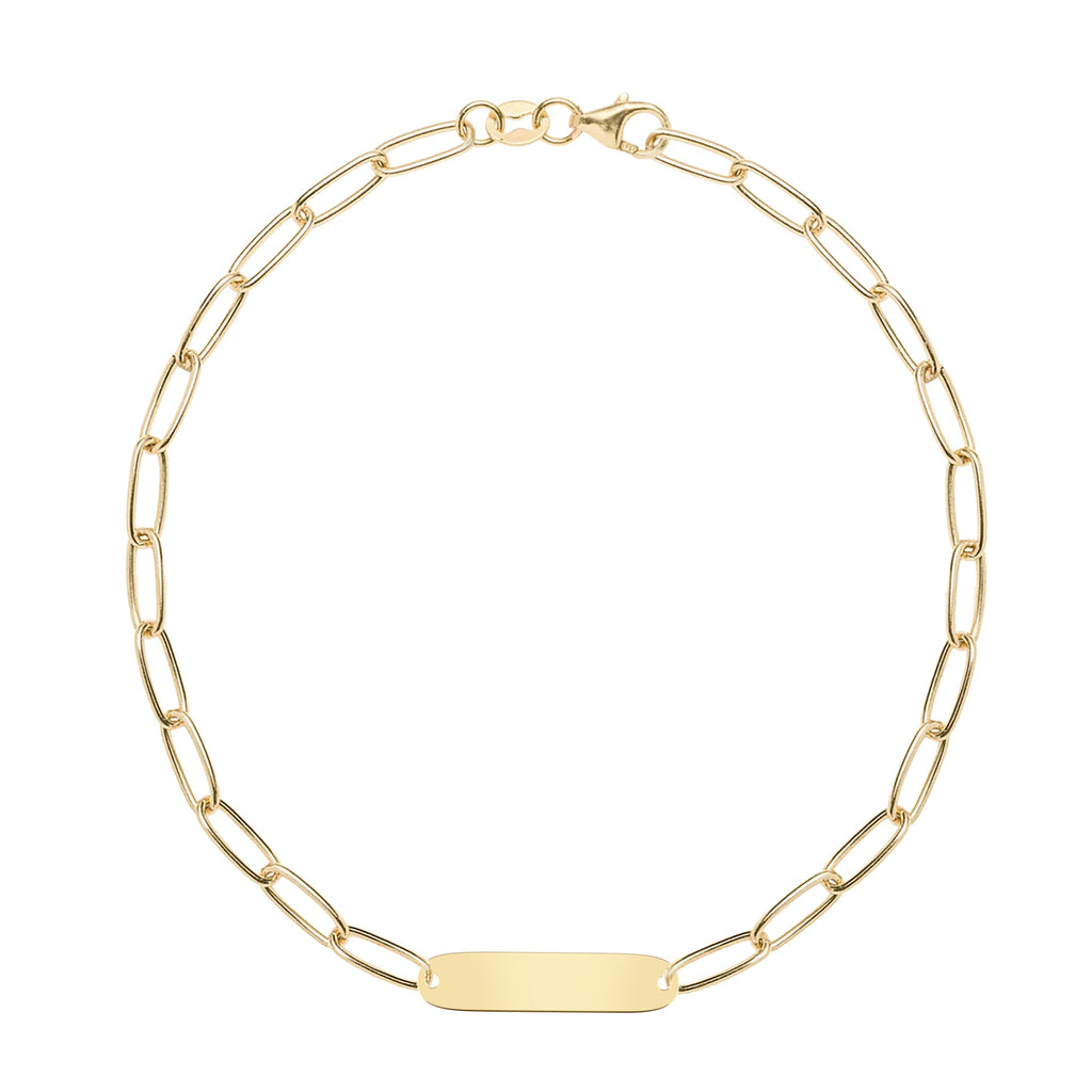 Large 1 Nameplate Bracelet on Adelaide in 14k Gold