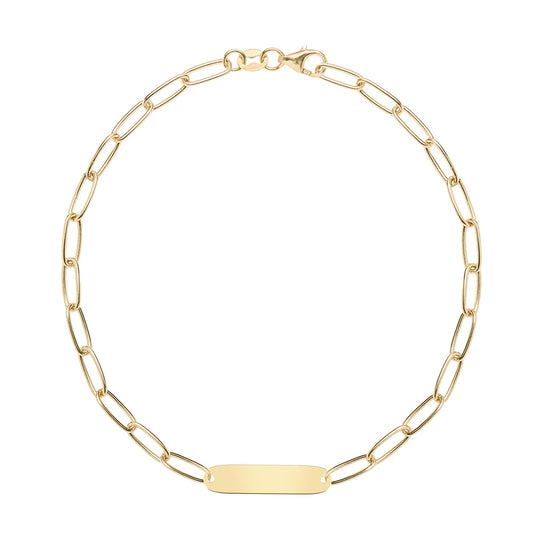 Large 1 Nameplate Bracelet on Adelaide in 14k Gold