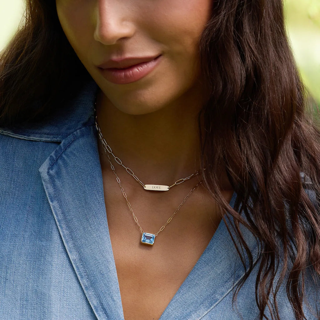 Large 1 Nameplate Necklace on Adelaide in 14k Gold