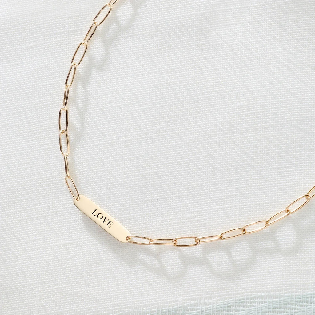 Large 1 Nameplate Necklace on Adelaide in 14k Gold