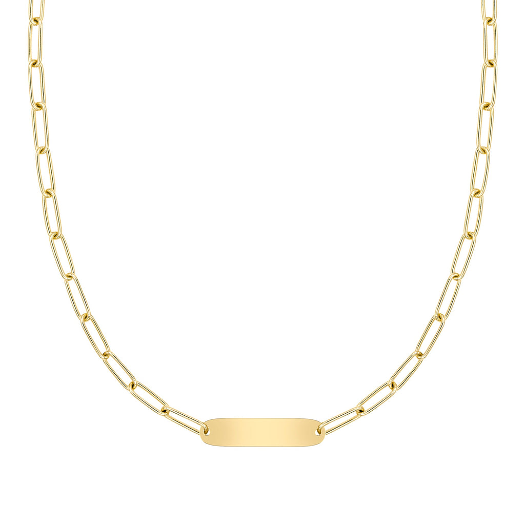 Large 1 Nameplate Necklace on Adelaide in 14k Gold