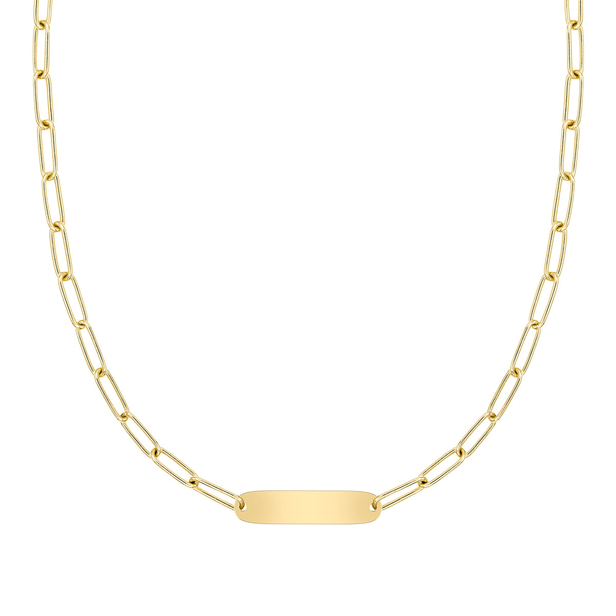 Large 1 Nameplate Necklace on Adelaide in 14k Gold