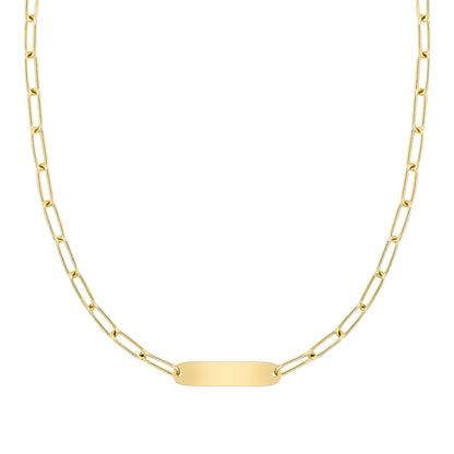 Large 1 Nameplate Necklace on Adelaide in 14k Gold
