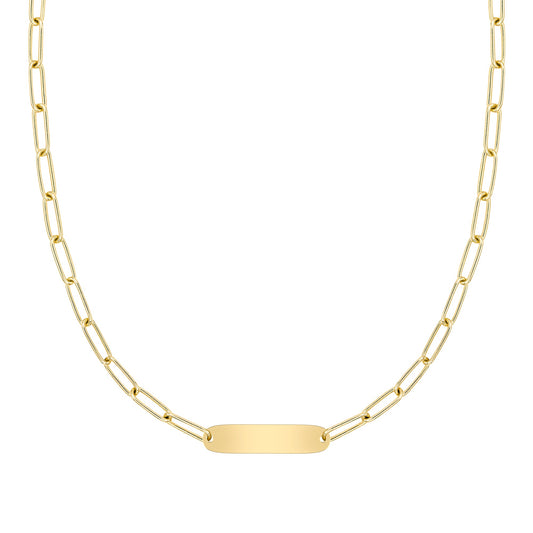 Large 1 Nameplate Necklace on Adelaide in 14k Gold