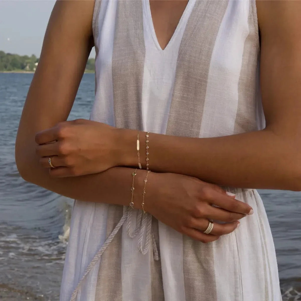 Petite 2 Nameplate Bracelet on Adelaide Mini in 14k Gold