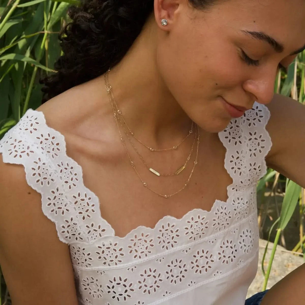 Petite 2 Nameplate Necklace on Adelaide Mini in 14k Gold