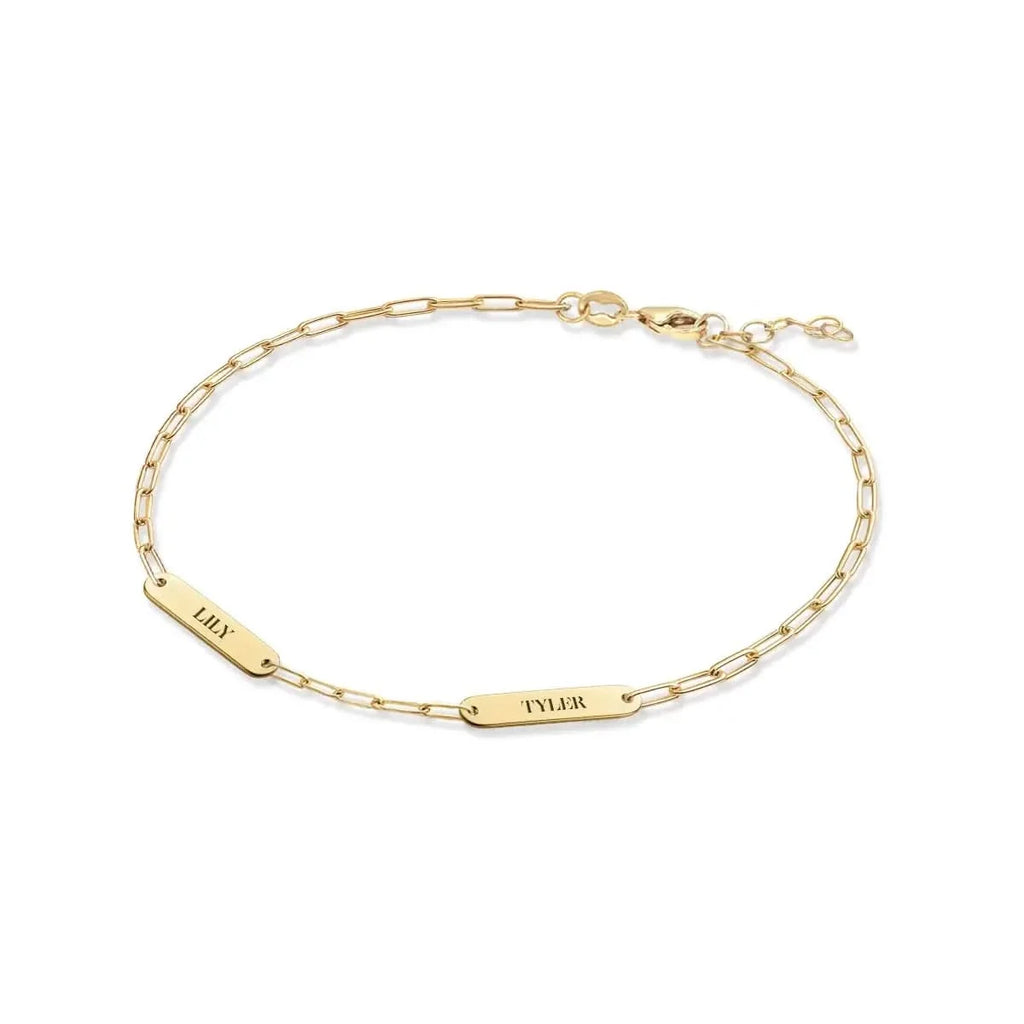 Petite 2 Nameplate Bracelet on Adelaide Mini in 14k Gold