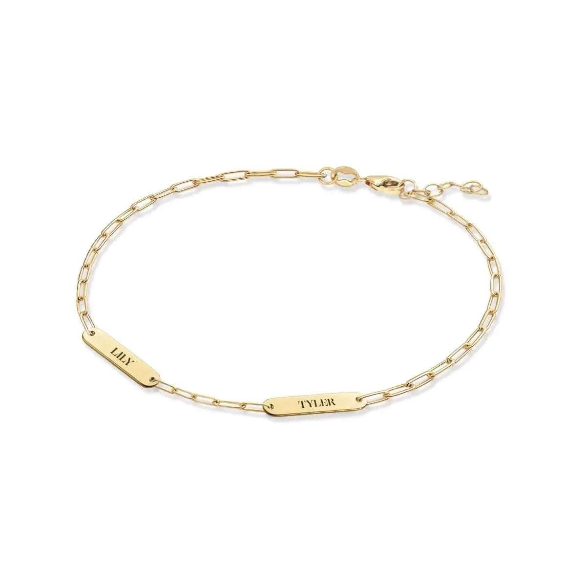 Petite 2 Nameplate Bracelet on Adelaide Mini in 14k Gold