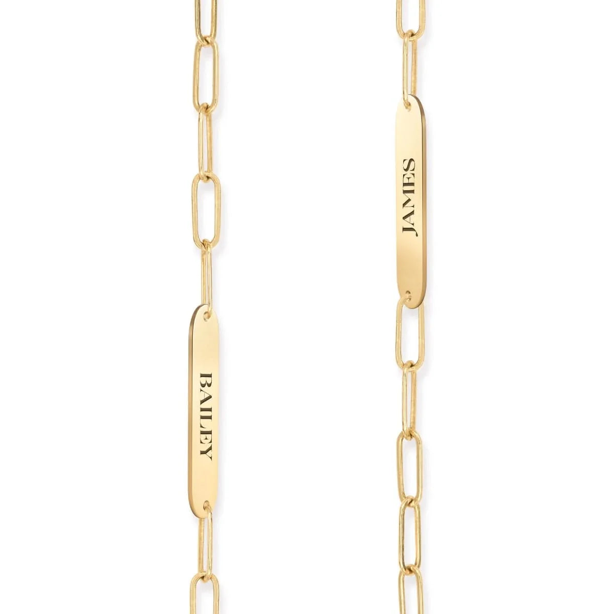 Petite 4 Nameplate Necklace on Adelaide Mini in 14k Gold