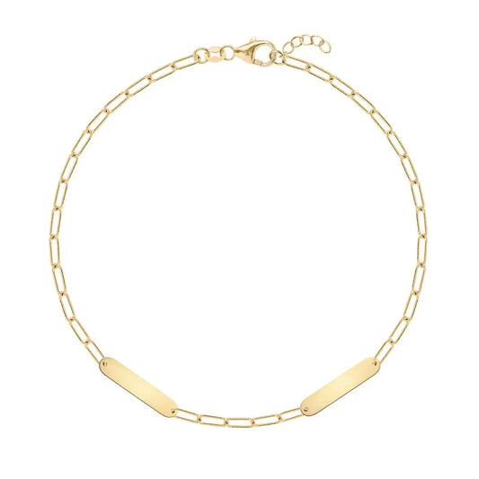Petite 2 Nameplate Bracelet on Adelaide Mini in 14k Gold