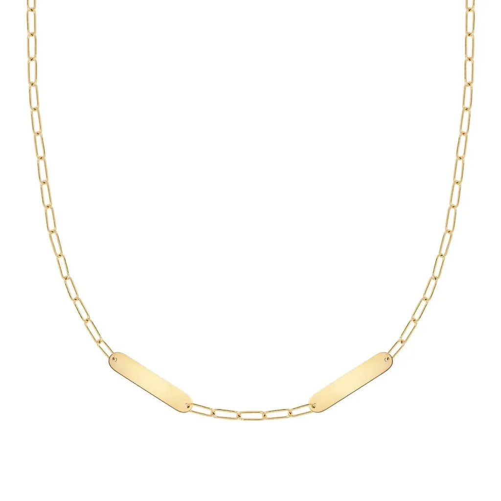 Petite 2 Nameplate Necklace on Adelaide Mini in 14k Gold