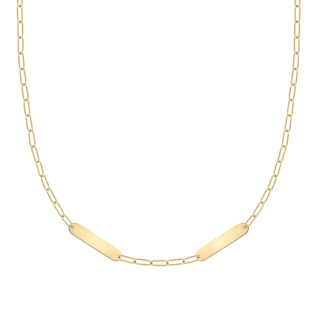 Petite 2 Nameplate Necklace on Adelaide Mini in 14k Gold