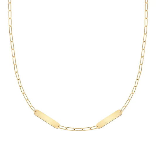 Petite 2 Nameplate Necklace on Adelaide Mini in 14k Gold