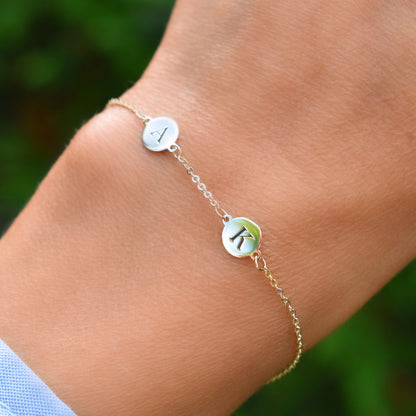 2 Letter Bracelet in 14k Gold