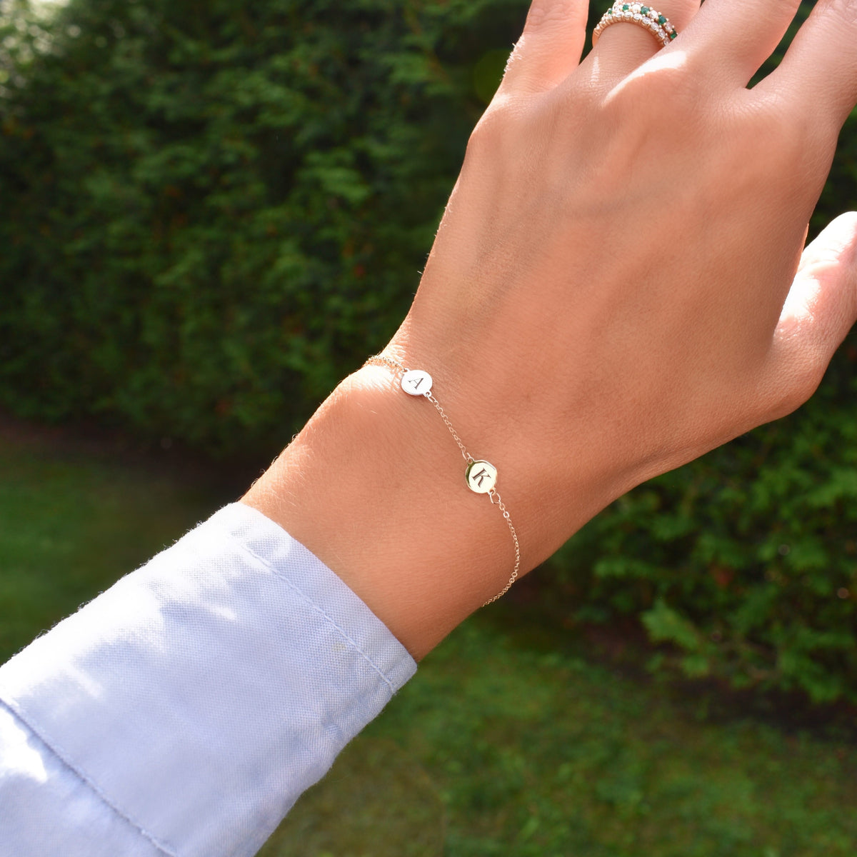 2 Letter Bracelet in 14k Gold