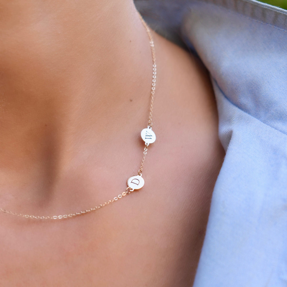 2 Letter Necklace in 14k Gold (Double Spacing)