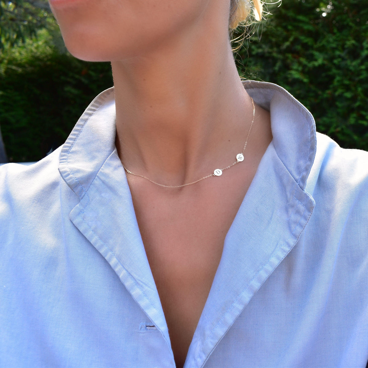 2 Letter Necklace in 14k Gold (Double Spacing)