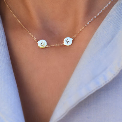 2 Letter Necklace in 14k Gold (Single Spacing)