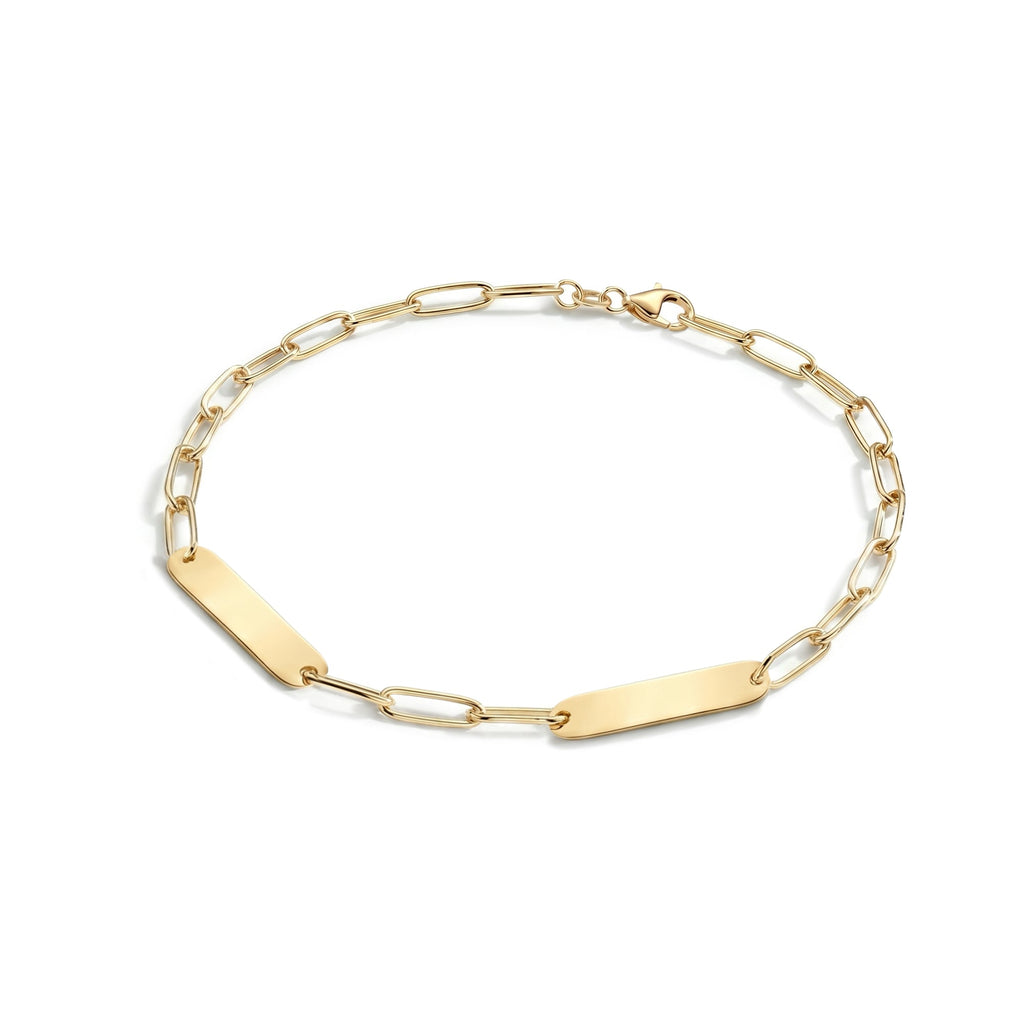 Large 2 Nameplate Bracelet on Adelaide in 14k Gold