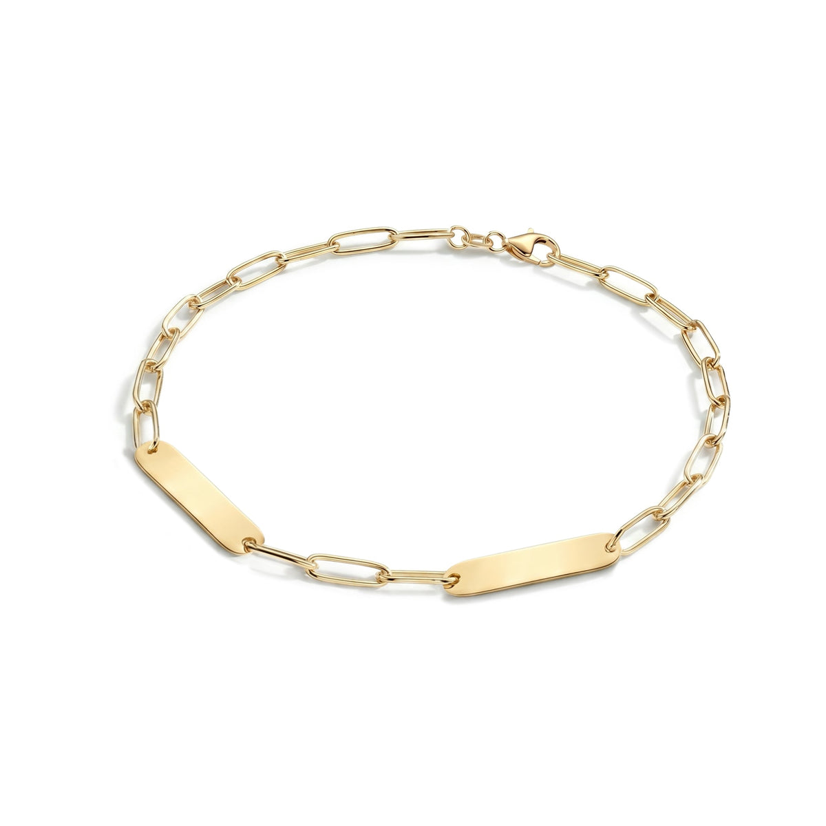 Large 2 Nameplate Bracelet on Adelaide in 14k Gold