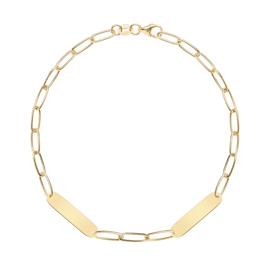 Large 2 Nameplate Bracelet on Adelaide in 14k Gold