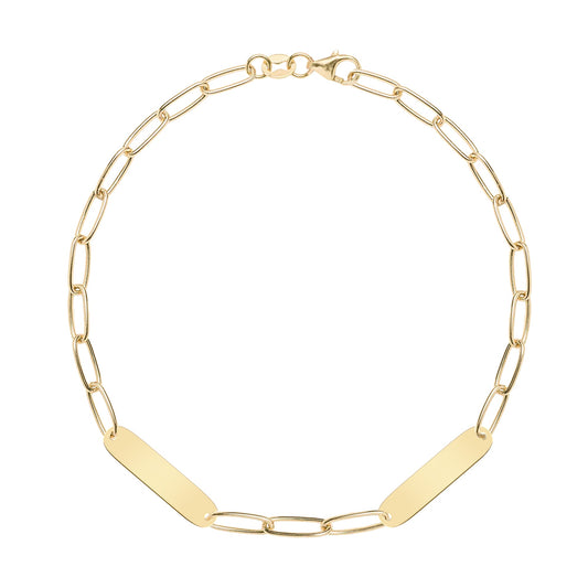 Large 2 Nameplate Bracelet on Adelaide in 14k Gold