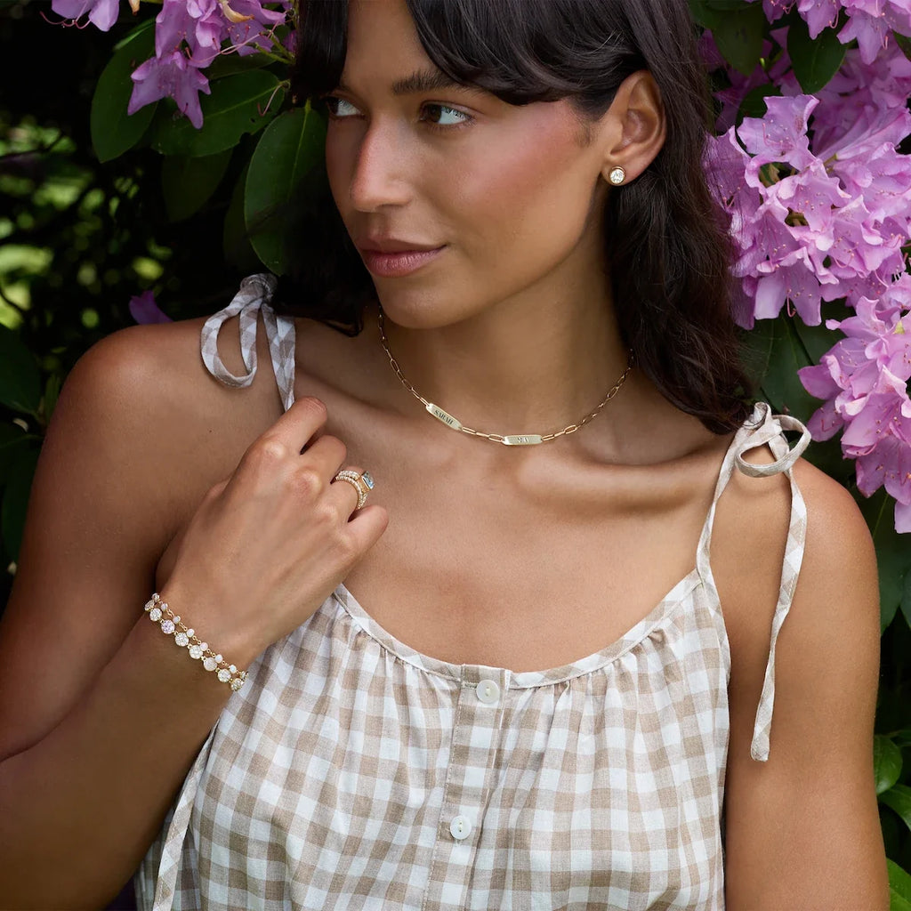 Large 2 Nameplate Necklace on Adelaide in 14k Gold