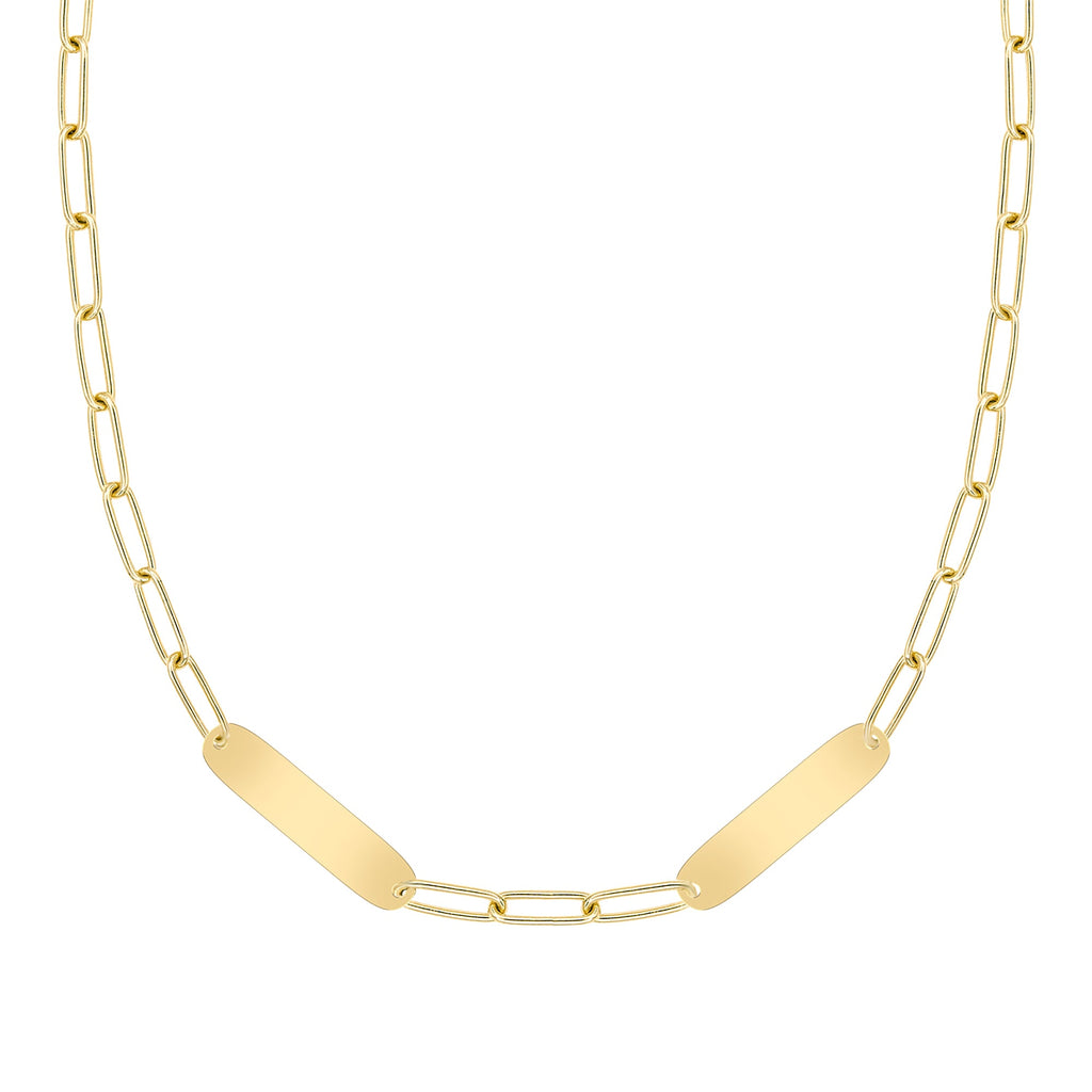 Large 2 Nameplate Necklace on Adelaide in 14k Gold