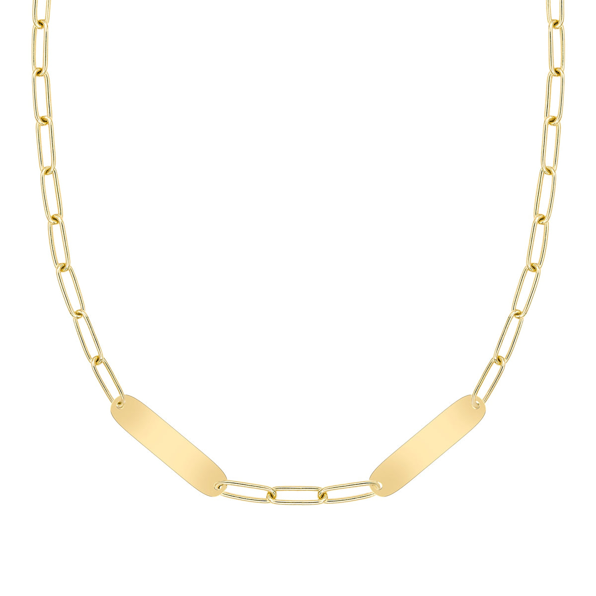 Large 2 Nameplate Necklace on Adelaide in 14k Gold