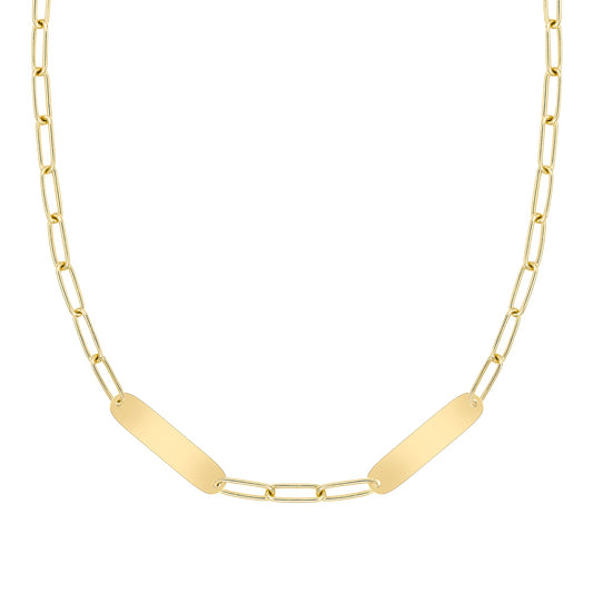 Large 2 Nameplate Necklace on Adelaide in 14k Gold
