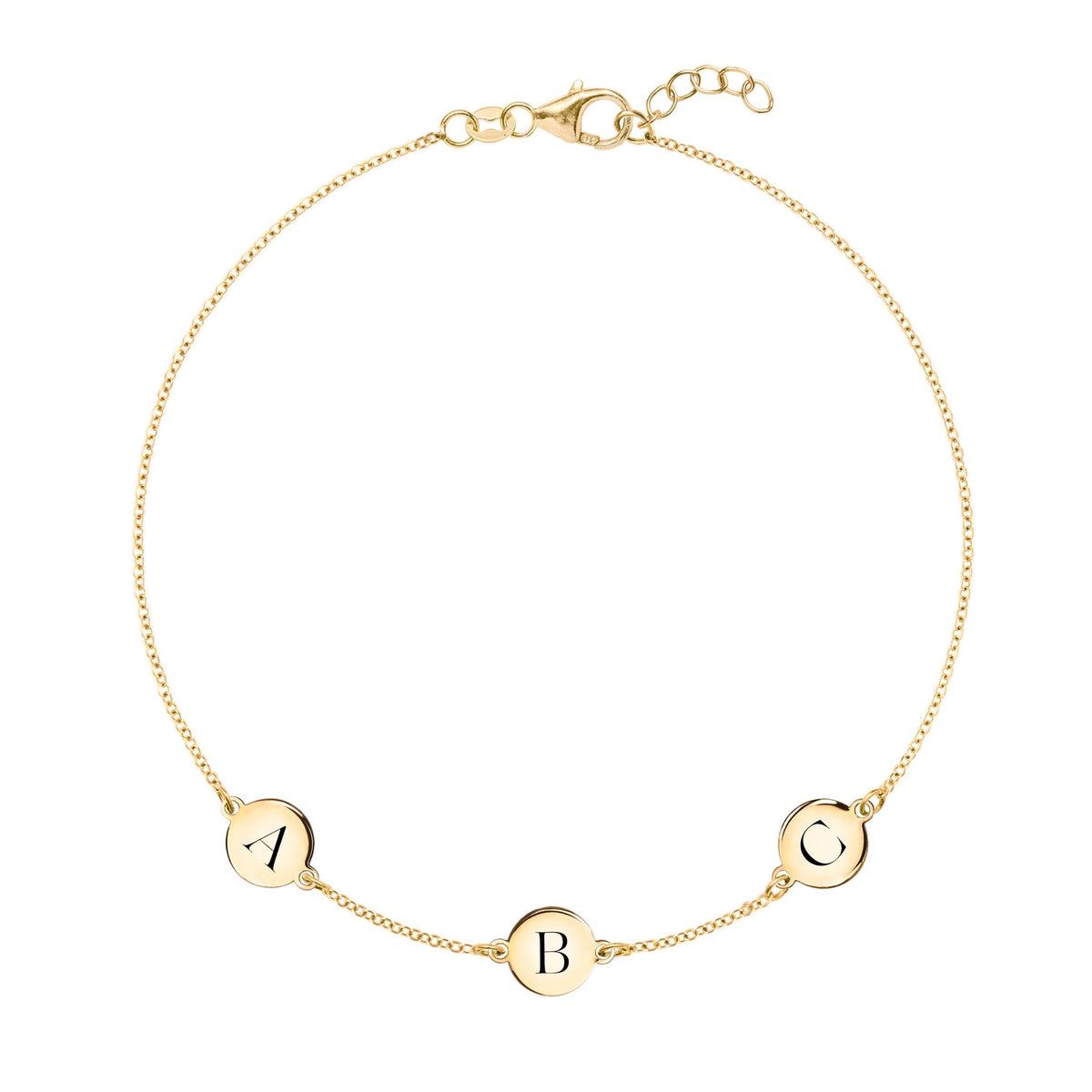 3 Letter Bracelet in 14k Gold