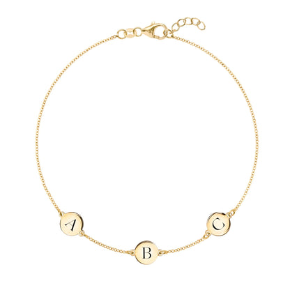 3 Letter Bracelet in 14k Gold