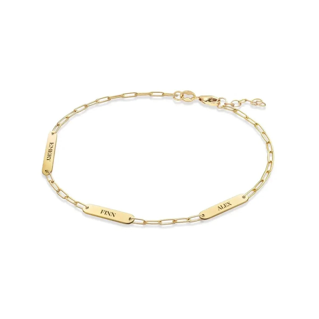 Petite 3 Nameplate Bracelet on Adelaide Mini in 14k Gold