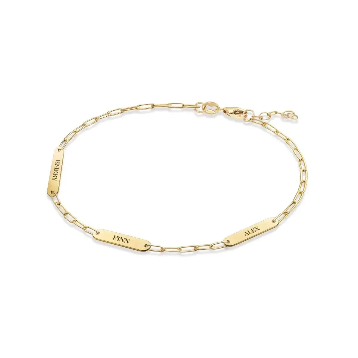 Petite 3 Nameplate Bracelet on Adelaide Mini in 14k Gold