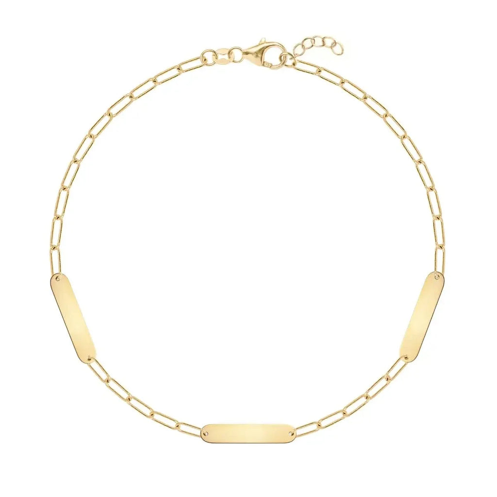 Petite 3 Nameplate Bracelet on Adelaide Mini in 14k Gold