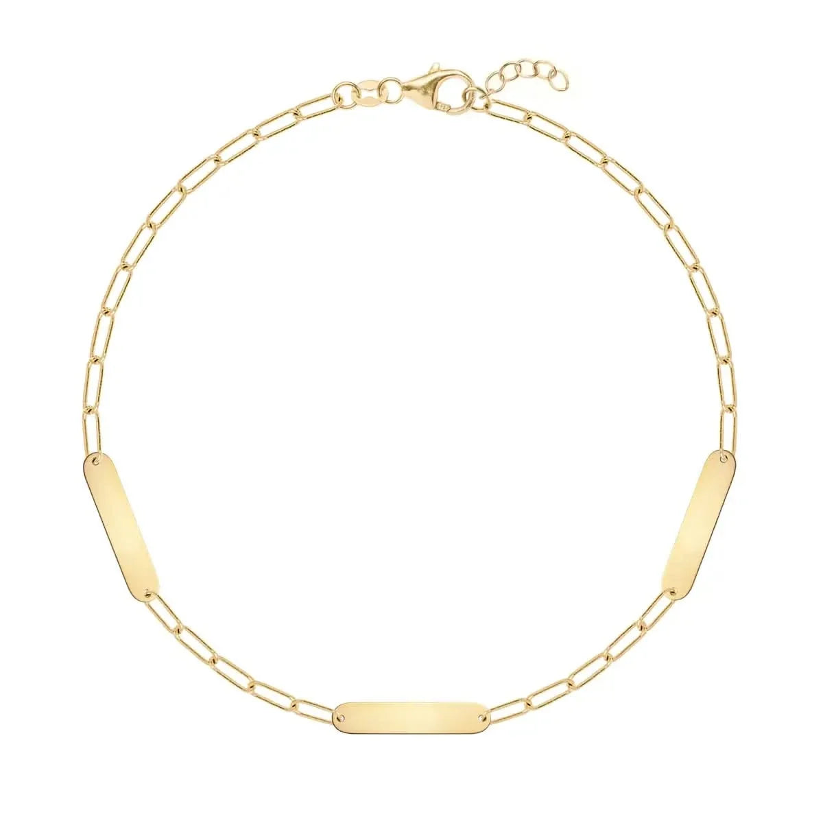 Petite 3 Nameplate Bracelet on Adelaide Mini in 14k Gold