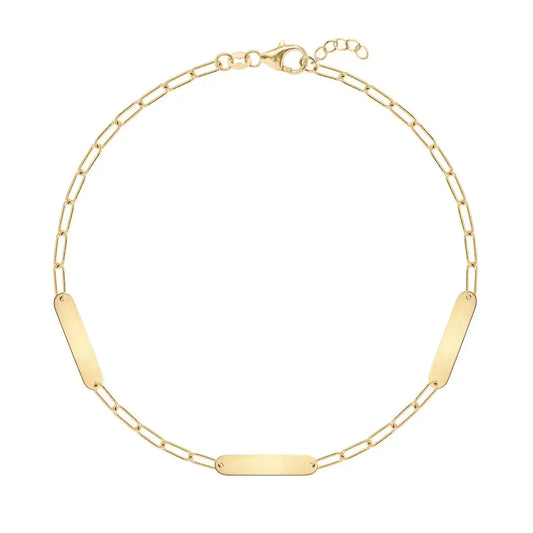 Petite 3 Nameplate Bracelet on Adelaide Mini in 14k Gold