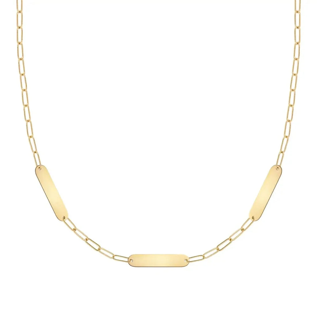 Petite 3 Nameplate Necklace on Adelaide Mini in 14k Gold