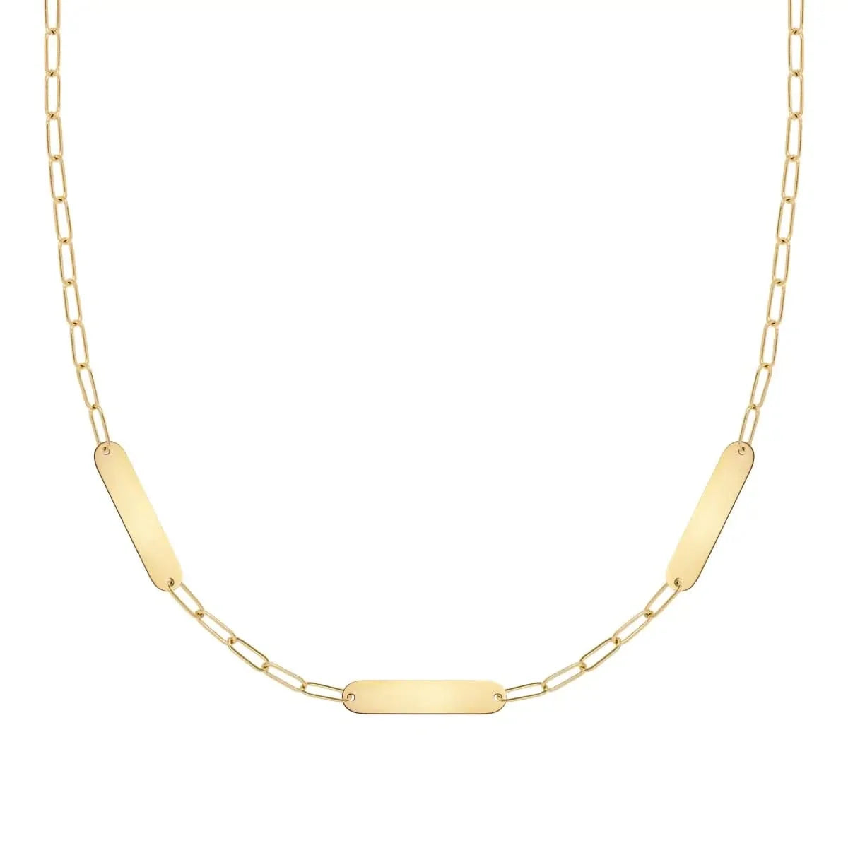 Petite 3 Nameplate Necklace on Adelaide Mini in 14k Gold