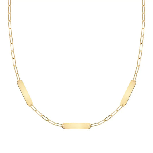 Petite 3 Nameplate Necklace on Adelaide Mini in 14k Gold