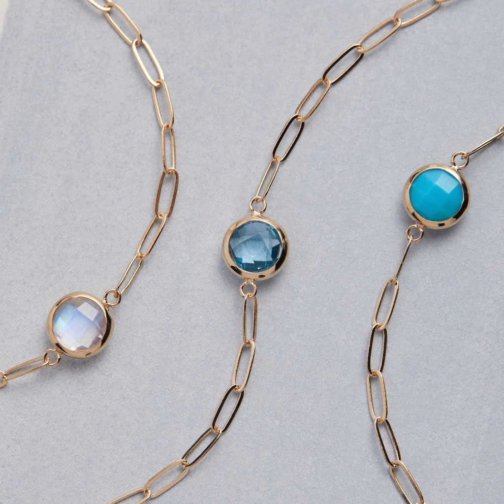 Grand 1 Moonstone Adelaide Mini Bracelet in 14k Gold (June)