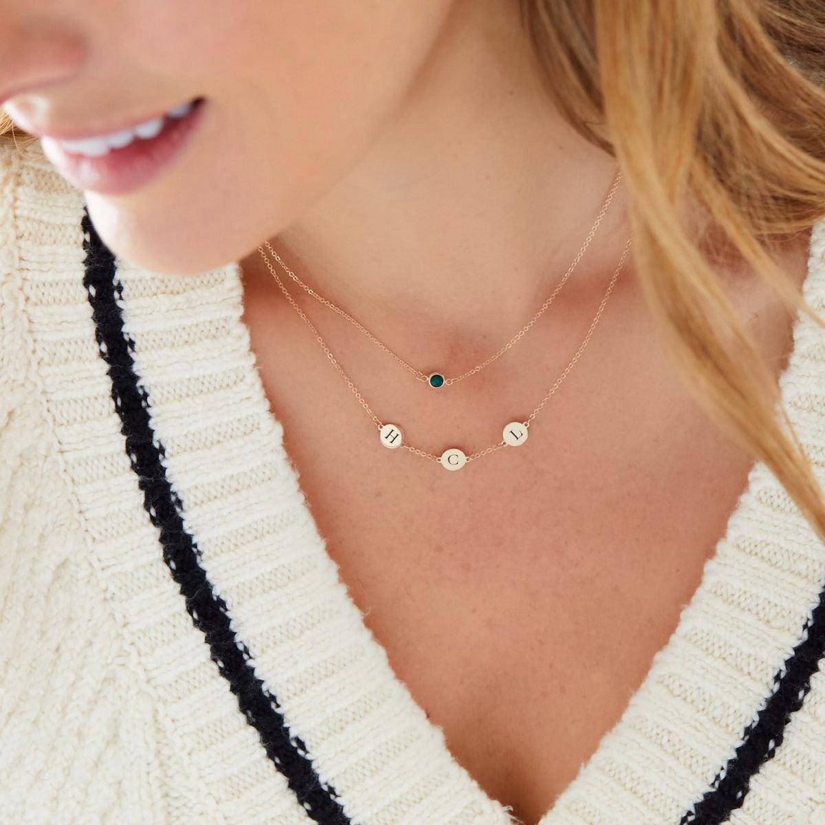 3 Letter Necklace in 14k Gold (Single Spacing)