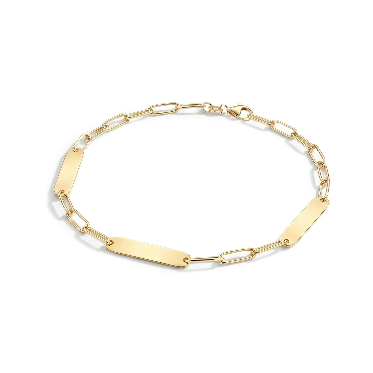 Large 3 Nameplate Bracelet on Adelaide in 14k Gold