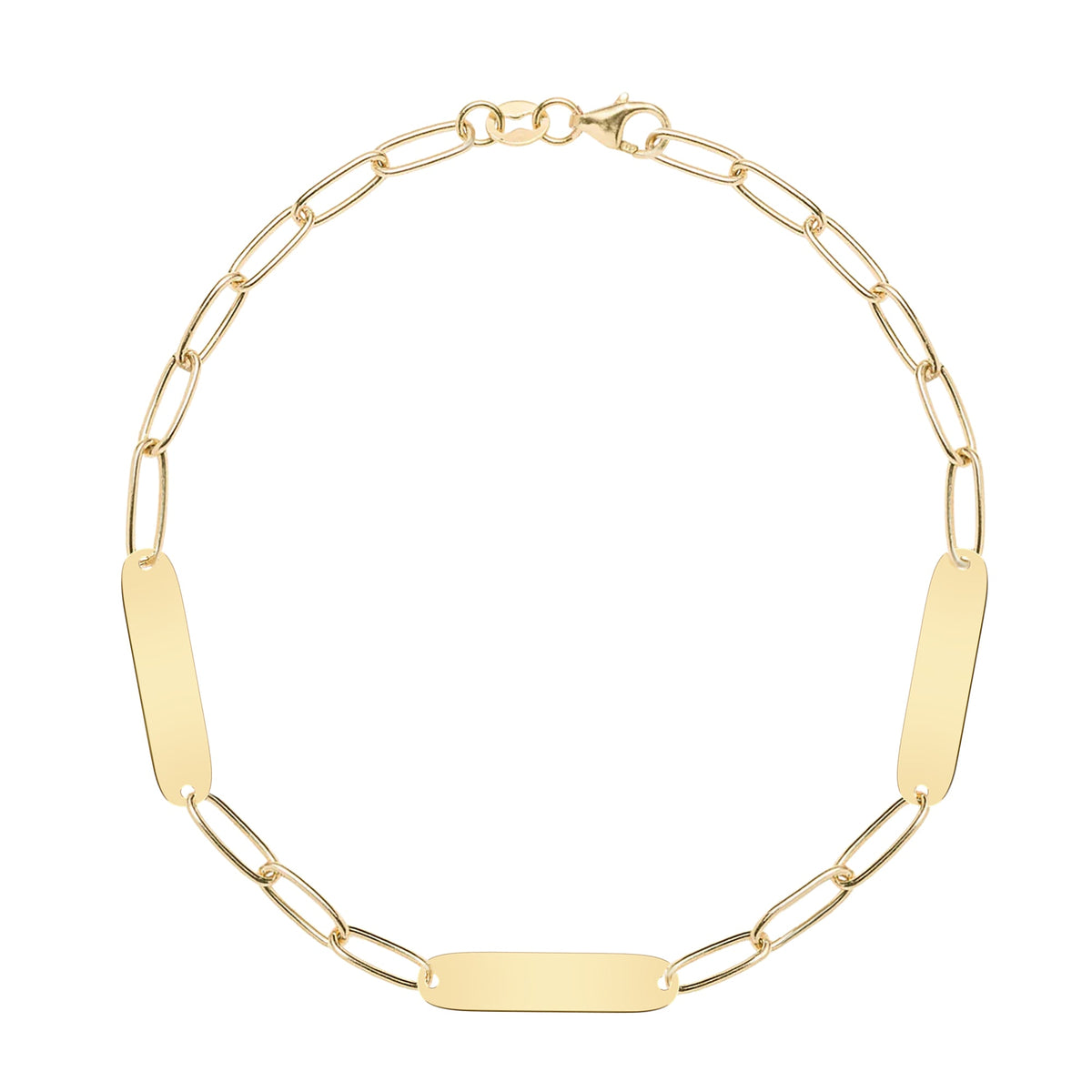 Large 3 Nameplate Bracelet on Adelaide in 14k Gold