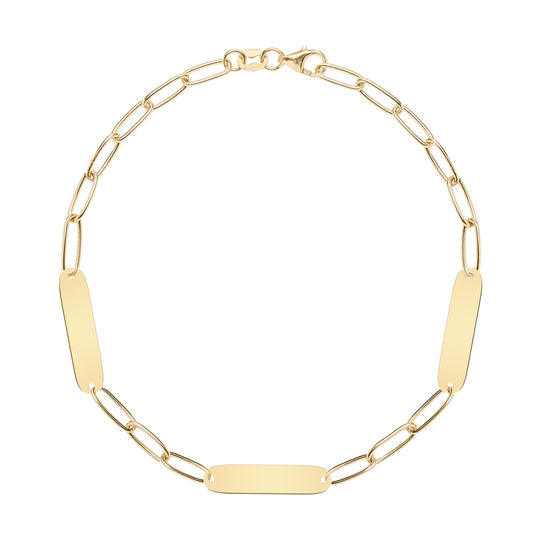 Large 3 Nameplate Bracelet on Adelaide in 14k Gold
