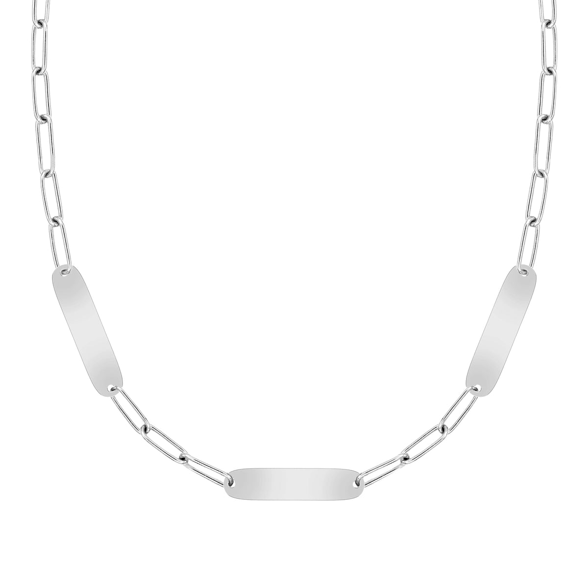 Large 3 Nameplate Necklace on Adelaide in 14k Gold