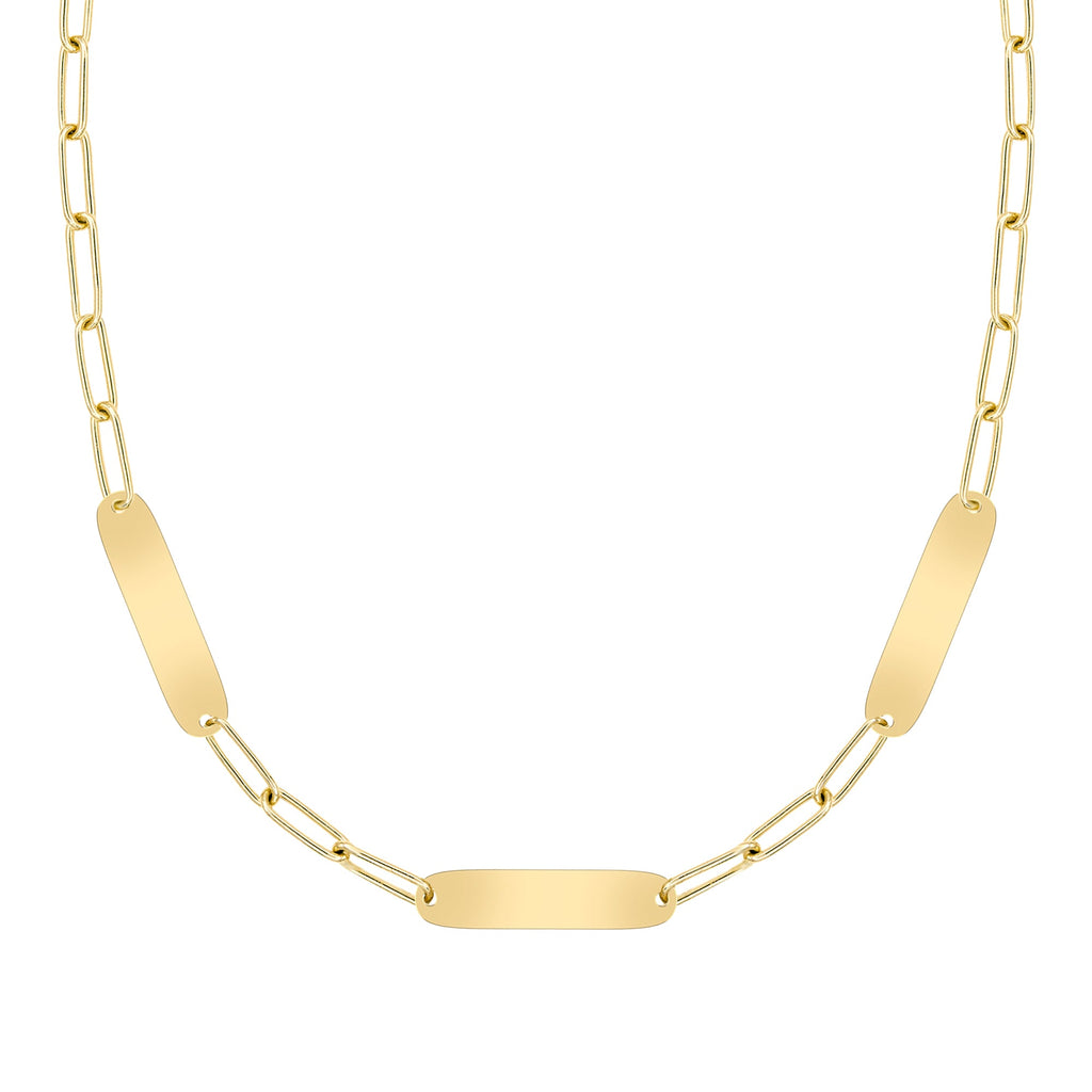 Large 3 Nameplate Necklace on Adelaide in 14k Gold
