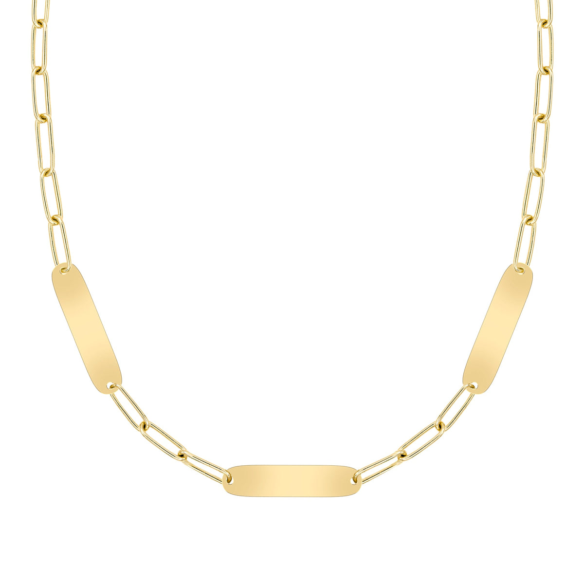 Large 3 Nameplate Necklace on Adelaide in 14k Gold